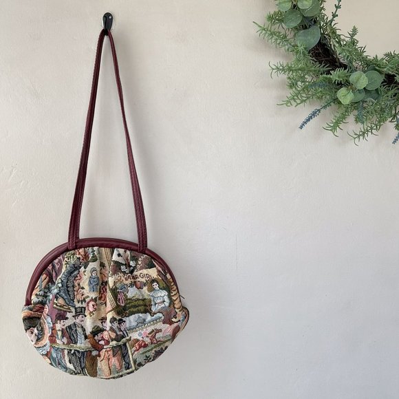 Vintage Vassar Girl Tapestry Crossbody Purse - Picture 1 of 13